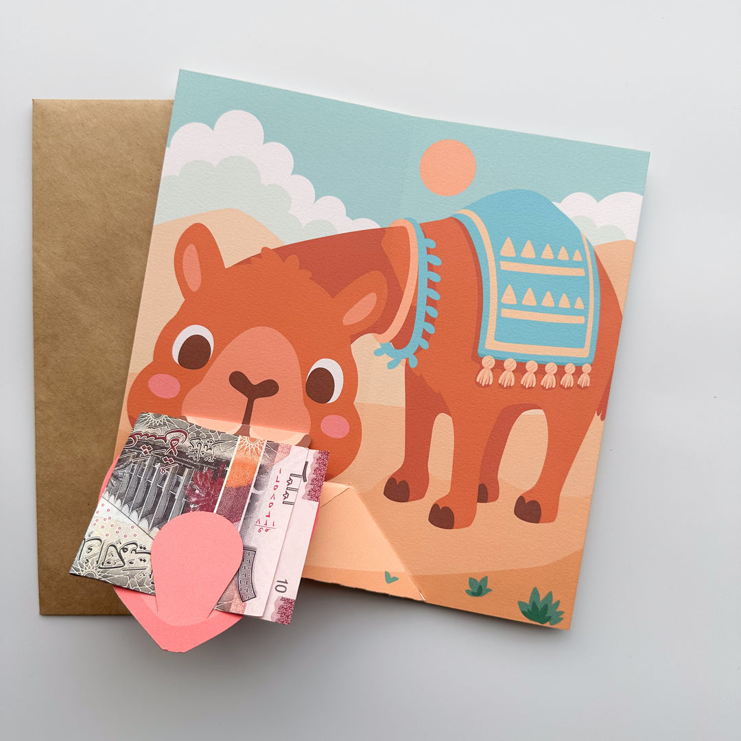 Camel cash gift pop up card